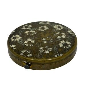VTG Stratton Pocket Compact Gold Tone Floral Enamel Makeup Vanity Case